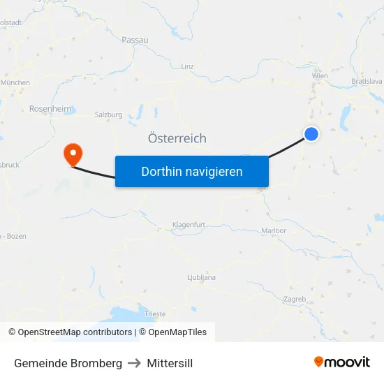 Gemeinde Bromberg to Mittersill map