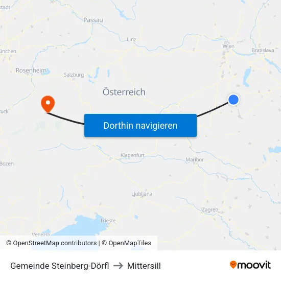 Gemeinde Steinberg-Dörfl to Mittersill map