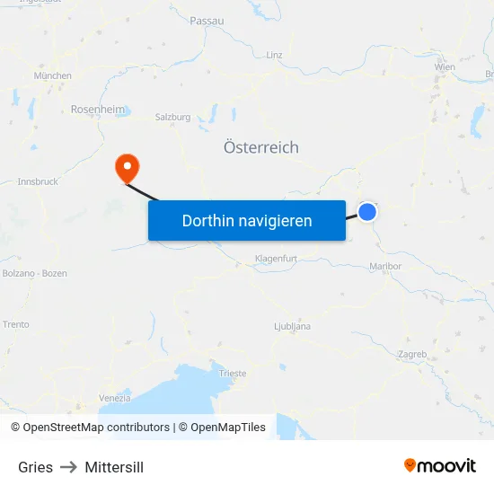 Gries to Mittersill map