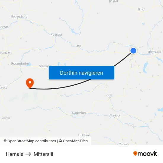 Hernals to Mittersill map