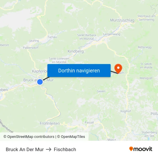 Bruck An Der Mur to Fischbach map