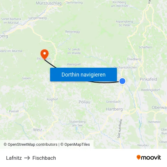 Lafnitz to Fischbach map