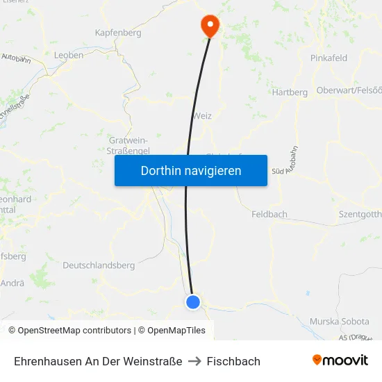 Ehrenhausen An Der Weinstraße to Fischbach map