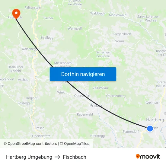 Hartberg Umgebung to Fischbach map