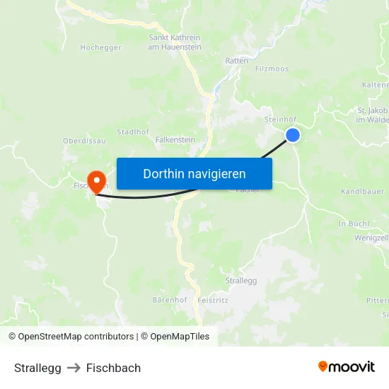 Strallegg to Fischbach map