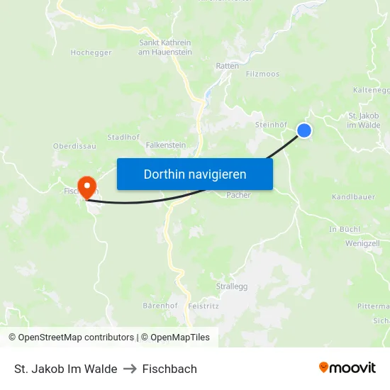 St. Jakob Im Walde to Fischbach map