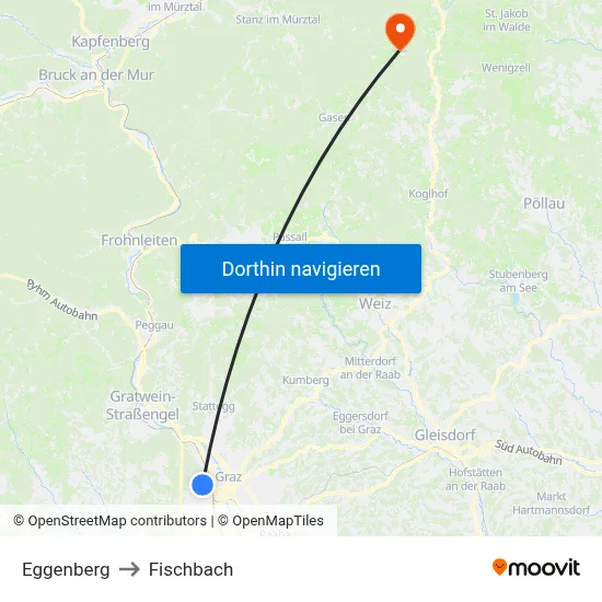 Eggenberg to Fischbach map