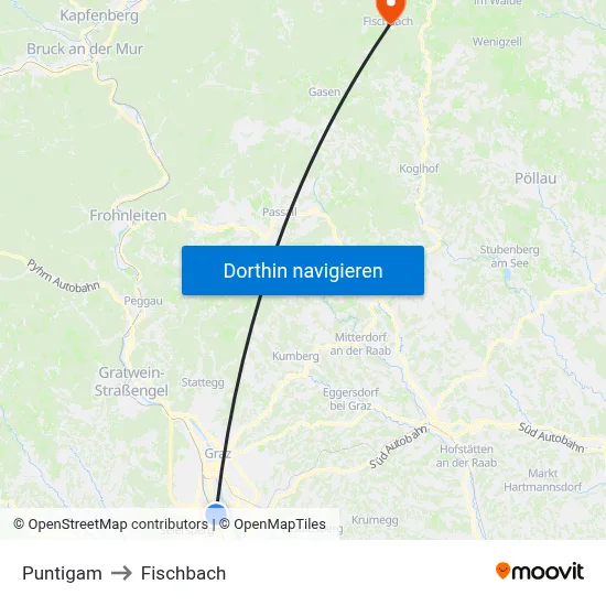 Puntigam to Fischbach map