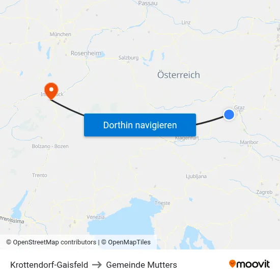 Krottendorf-Gaisfeld to Gemeinde Mutters map