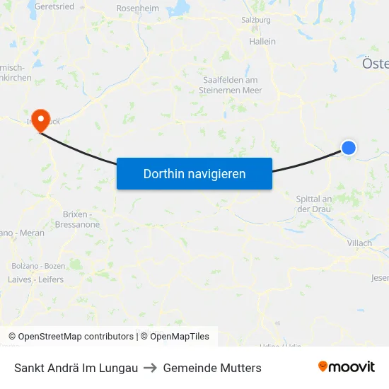 Sankt Andrä Im Lungau to Gemeinde Mutters map