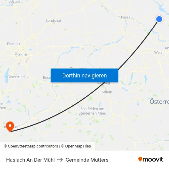Haslach An Der Mühl to Gemeinde Mutters map