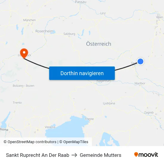 Sankt Ruprecht An Der Raab to Gemeinde Mutters map