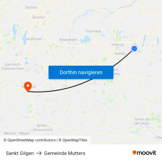 Sankt Gilgen to Gemeinde Mutters map