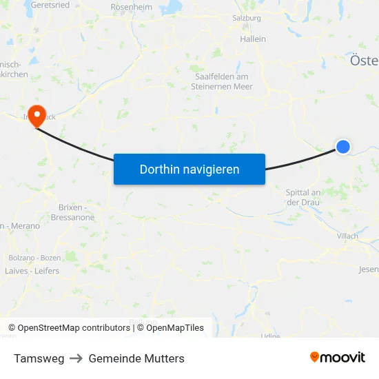 Tamsweg to Gemeinde Mutters map