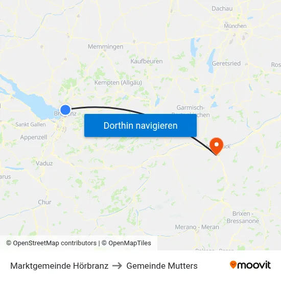 Marktgemeinde Hörbranz to Gemeinde Mutters map