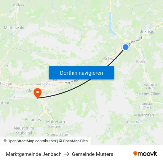 Marktgemeinde Jenbach to Gemeinde Mutters map