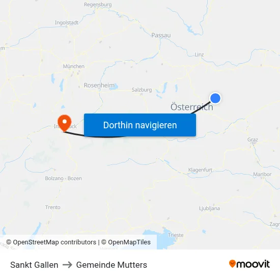 Sankt Gallen to Gemeinde Mutters map