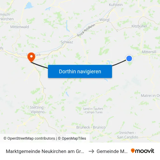 Marktgemeinde Neukirchen am Großvenediger to Gemeinde Mutters map