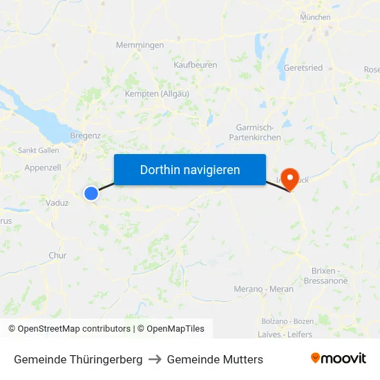 Gemeinde Thüringerberg to Gemeinde Mutters map