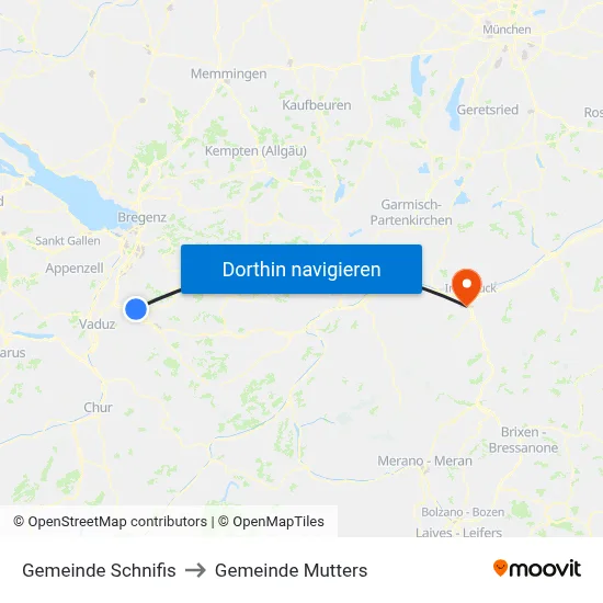 Gemeinde Schnifis to Gemeinde Mutters map
