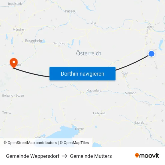 Gemeinde Weppersdorf to Gemeinde Mutters map