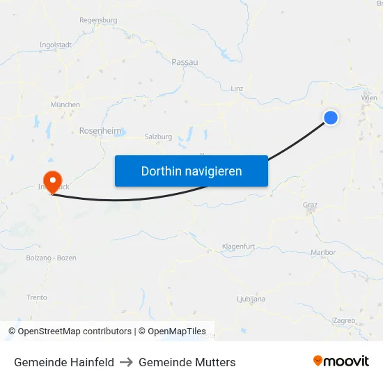 Gemeinde Hainfeld to Gemeinde Mutters map