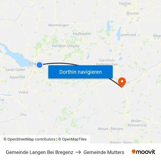 Gemeinde Langen Bei Bregenz to Gemeinde Mutters map
