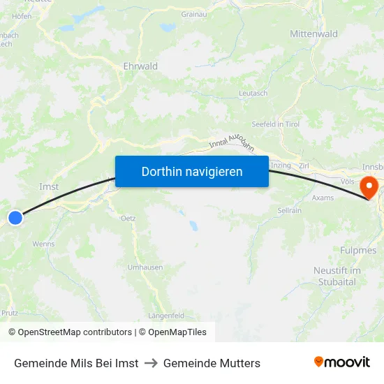 Gemeinde Mils Bei Imst to Gemeinde Mutters map