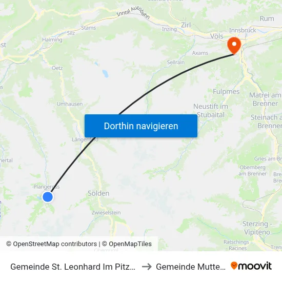 Gemeinde St. Leonhard Im Pitztal to Gemeinde Mutters map
