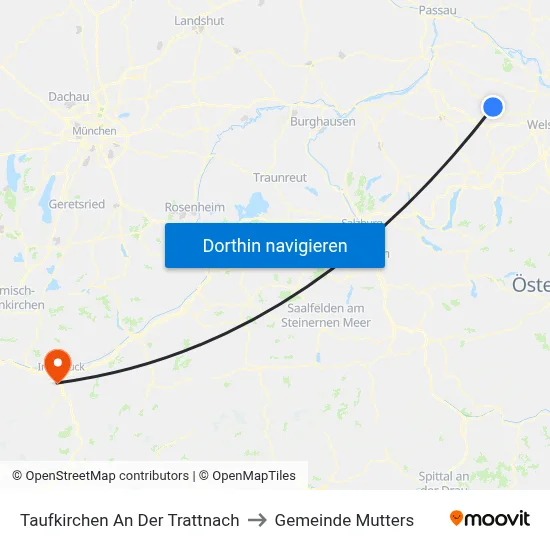 Taufkirchen An Der Trattnach to Gemeinde Mutters map