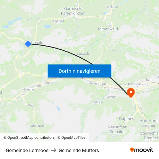 Gemeinde Lermoos to Gemeinde Mutters map