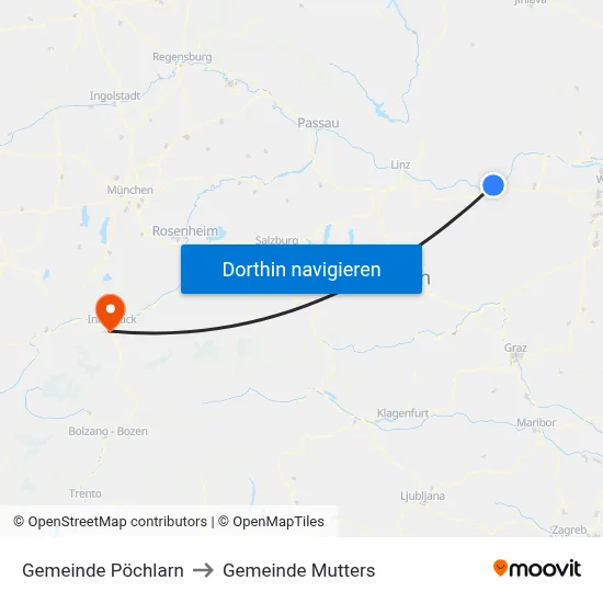 Gemeinde Pöchlarn to Gemeinde Mutters map