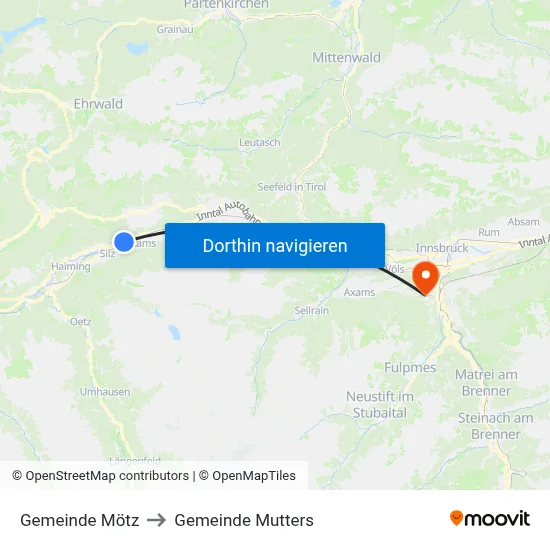 Gemeinde Mötz to Gemeinde Mutters map
