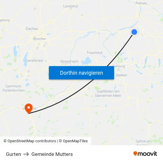 Gurten to Gemeinde Mutters map