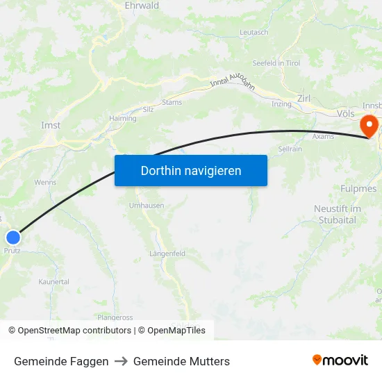 Gemeinde Faggen to Gemeinde Mutters map