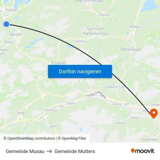 Gemeinde Musau to Gemeinde Mutters map