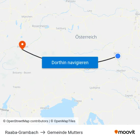 Raaba-Grambach to Gemeinde Mutters map