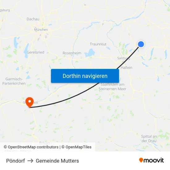 Pöndorf to Gemeinde Mutters map