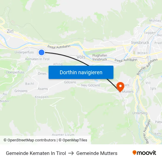 Gemeinde Kematen In Tirol to Gemeinde Mutters map