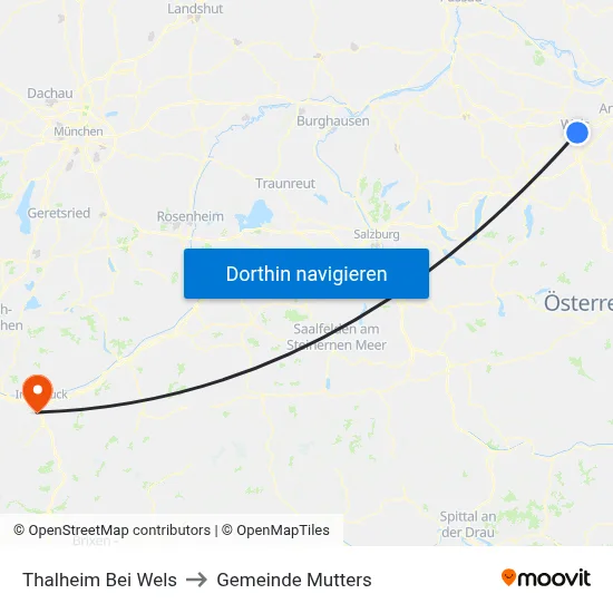 Thalheim Bei Wels to Gemeinde Mutters map