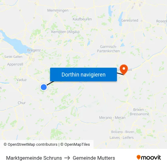 Marktgemeinde Schruns to Gemeinde Mutters map