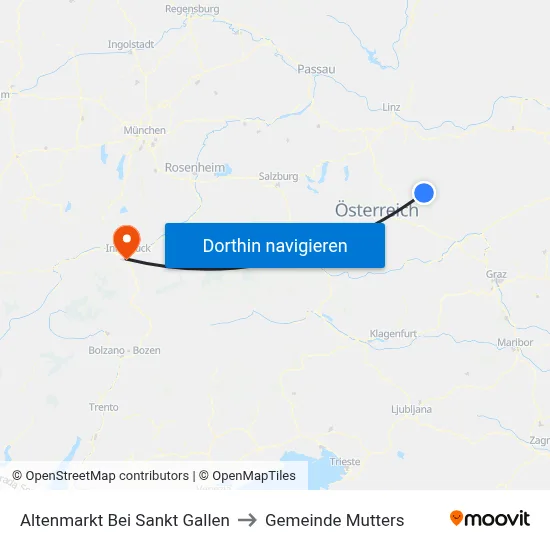 Altenmarkt Bei Sankt Gallen to Gemeinde Mutters map