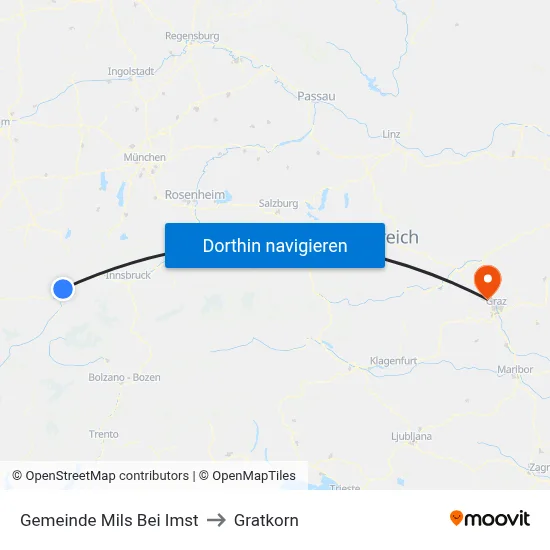 Gemeinde Mils Bei Imst to Gratkorn map