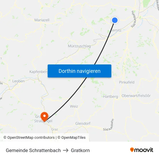 Gemeinde Schrattenbach to Gratkorn map