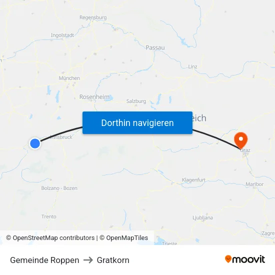 Gemeinde Roppen to Gratkorn map