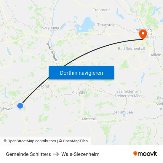 Gemeinde Schlitters to Wals-Siezenheim map