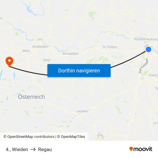 4., Wieden to Regau map