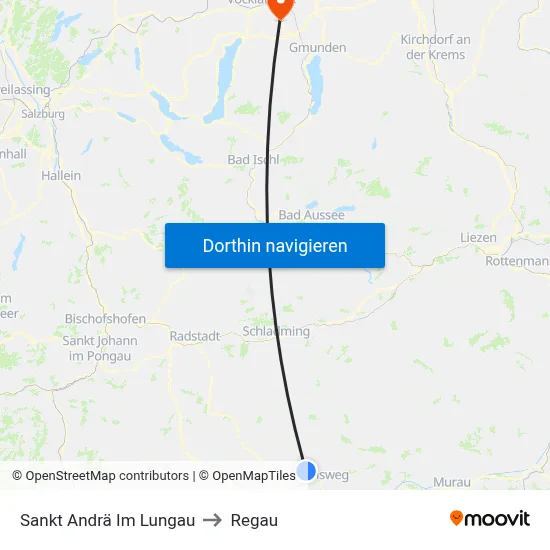 Sankt Andrä Im Lungau to Regau map