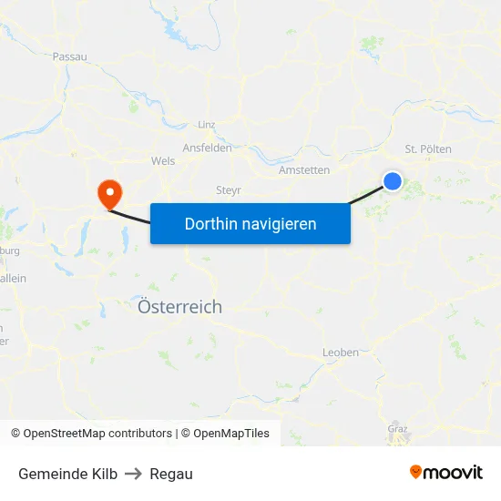 Gemeinde Kilb to Regau map