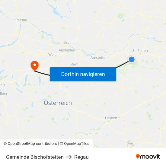Gemeinde Bischofstetten to Regau map
